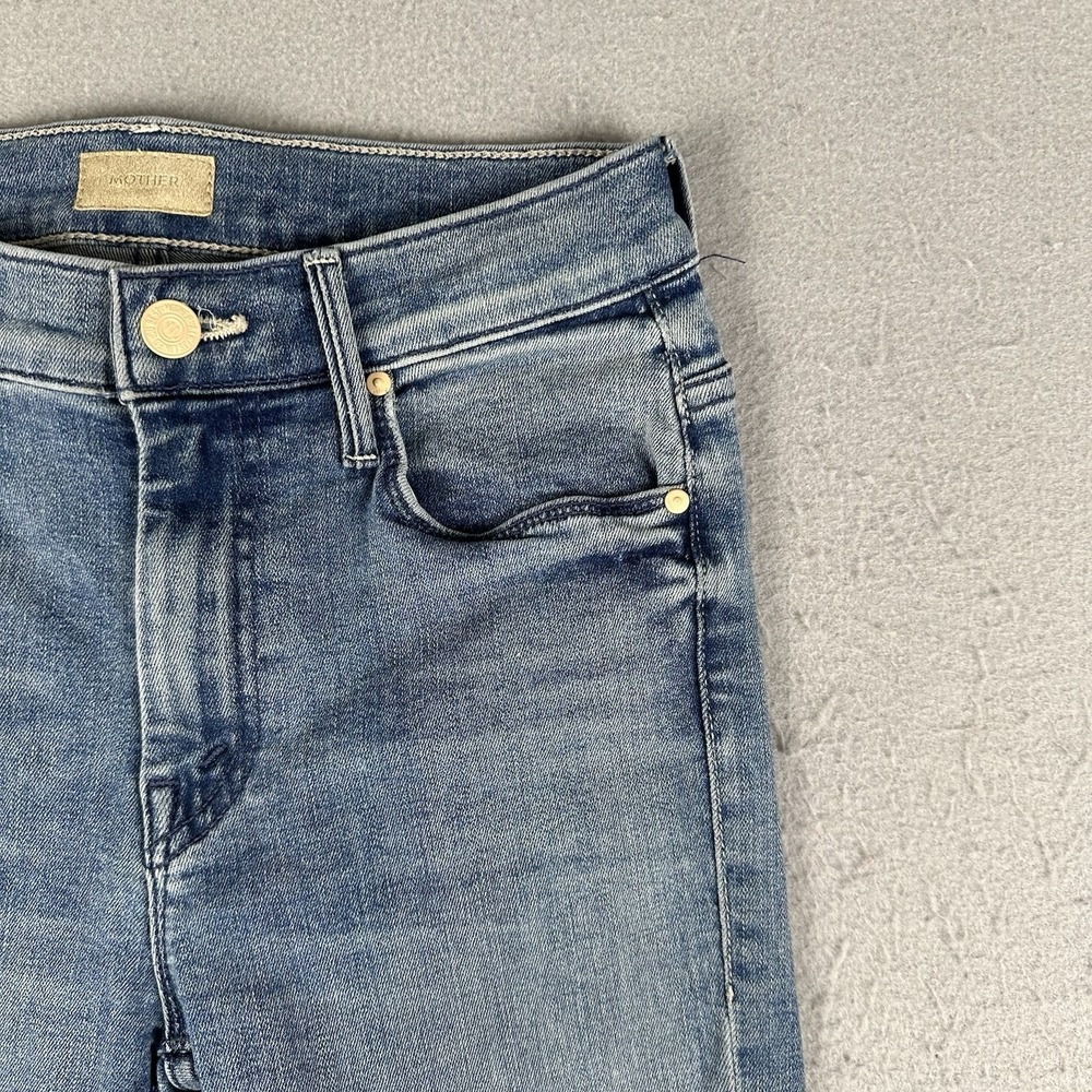 Mother The Weekender Fray Jeans Women's 24 Blue Denim Mid Rise Flare - Picture 3 of 16
